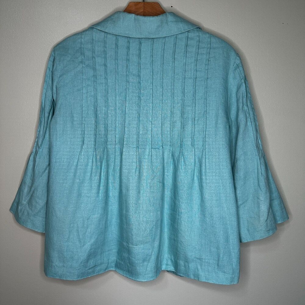 Orvis 100% Linen Jacket Sz 8 Womens Full Button Pleated Large Buttons Beach